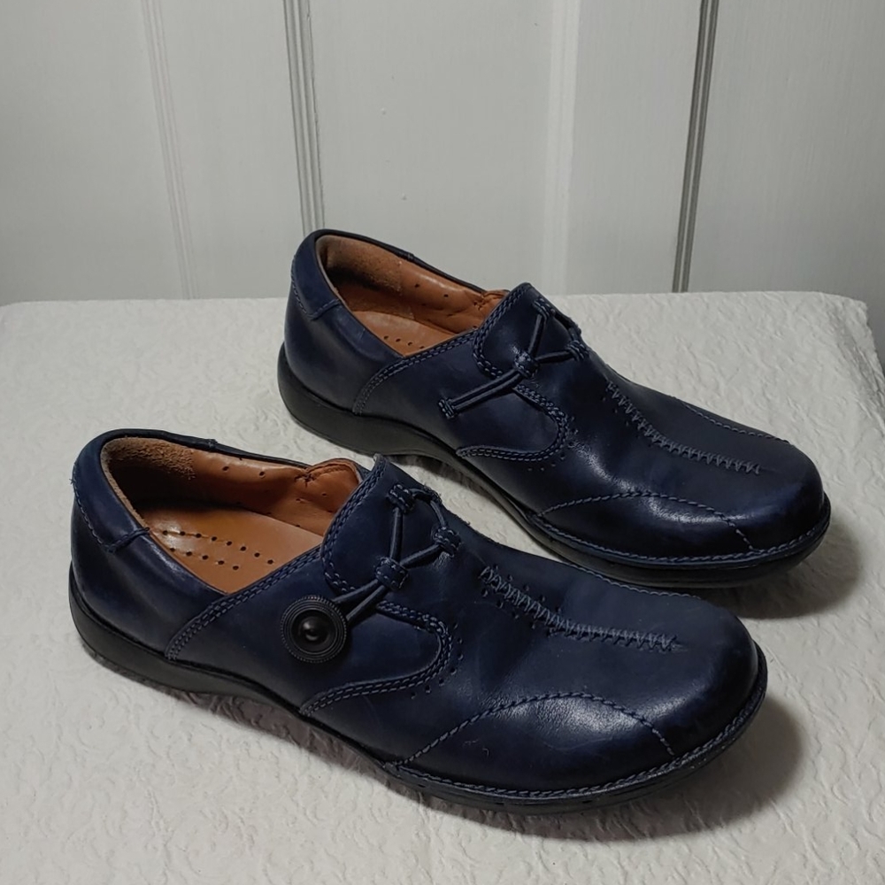 Clarks Unstructured blue loafers